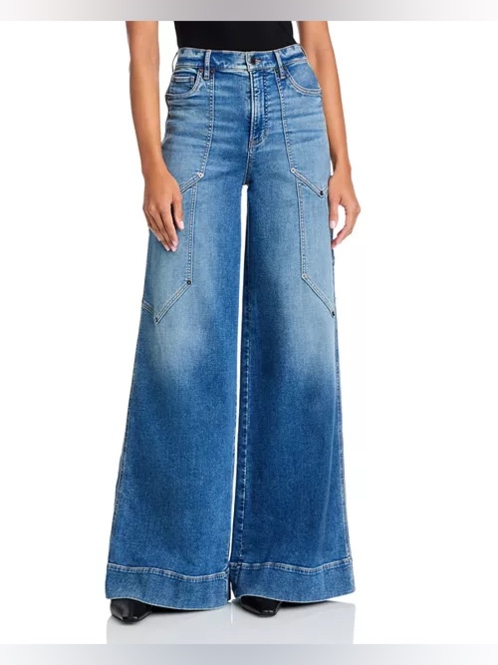 Veronica Beard Freddy High Rise Extra Wide Leg Cargo Jean Size 29